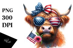 Cow with Sunflower in Mouth,USA Flag Colors | Sublimation | Product Image 3