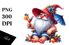 Whimsical Gnome with Cocktail PNG Product Image 1