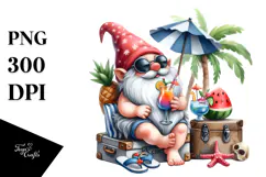 Whimsical Gnome in Beachwear, High-Quality PNG Product Image 1