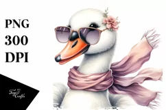Cute Swan with Silk Scarf | Sublimation Clipart Product Image 1