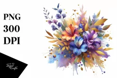 splash,Abstract Colorful Bouquet with Gold Foil Lobelia | Product Image 3
