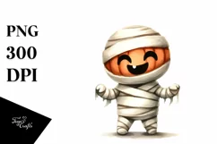 Simple Funny Mummy Halloween Clipart, PNG Product Image 1