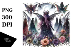 Creative Gothic Fairy on Mushroom PNG Product Image 1