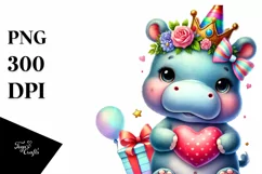 Baby Hippo with Heart PNG Product Image 1