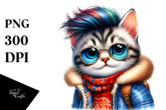 Cute Baby Cat with Cool Haircut PNG Product Image 1
