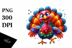 Watercolor Funny Turkey Clipart Product Image 3