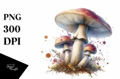 Magical Mushroom Watercolor Splash PNG Product Image 3
