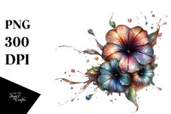 Shiny Petunia Watercolor Splash PNG Product Image 3