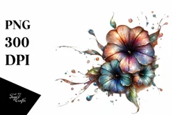 Shiny Petunia Watercolor Splash PNG Product Image 3
