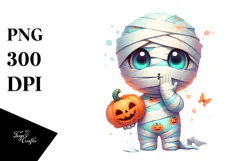Funny Mummy with Pumpkins PNG Product Image 1
