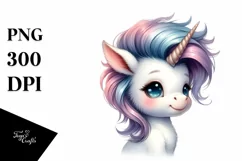 Cute Baby Unicorn with Cool Haircut | Sublimation | Clipart Product Image 1
