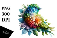 Vibrant Bird with Flowers, PNG Product Image 1