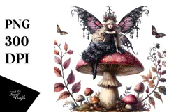 Gothic Fairy on Mushroom PNG Product Image 1