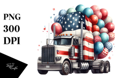 Vintage Semi Truck with USA Flag Colors, PNG Product Image 1
