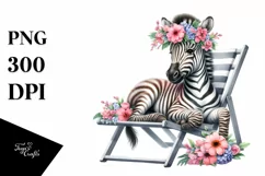 Young Zebra on Beach Chair | Sublimation | Clipart Product Image 3