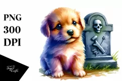 Vibrant Baby Dog with Grave | Sublimation Clipart Product Image 3