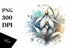 Abstract Detailed Snowdrop Watercolor Splash | Clipart Product Image 1