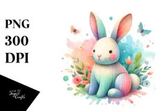 Colorful Wood Bunny PNG Product Image 1
