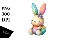 Colorful Wood Bunny PNG Product Image 1