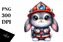 Crazy Baby Bunny Firefighter Hat PNG Product Image 1