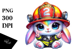Crazy Baby Bunny Firefighter Hat PNG Product Image 1