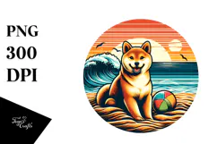 Beach Shiba Inu Sunset | Sublimation Clipart Product Image 1