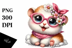 Happy Big Eyes Hamster Lamb | Sublimation | Clipart Product Image 1