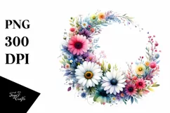 Colorful Wreath Watercolor Clipart Product Image 1