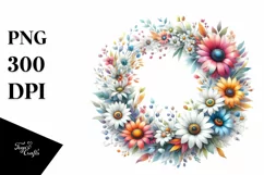 Colorful Wreath Watercolor Clipart Product Image 1