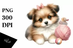 Cute Baby Dog Watercolor PNG Product Image 3