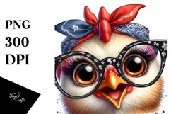 Big-Eyed Chicken with Bandana | Sublimation Clipart Product Image 1