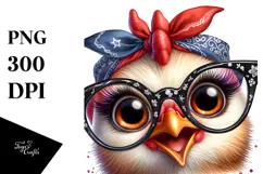 Big-Eyed Chicken with Bandana | Sublimation Clipart Product Image 1