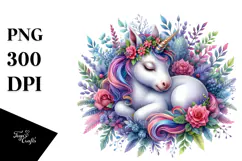 Detailed Vibrant Baby Unicorn, White Background Product Image 1