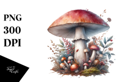 Detailed Mushroom Watercolor Splash PNG Product Image 1