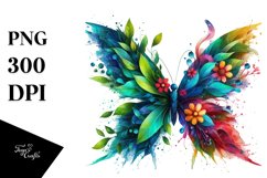 Vibrant Butterfly with Flowers, PNG Product Image 3