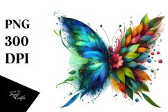 Vibrant Butterfly with Flowers, PNG Product Image 1