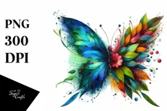 Vibrant Butterfly with Flowers, PNG Product Image 1