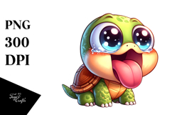Watercolor Turtle with Tongue-Out Face PNG Product Image 1