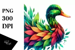 Vibrant Duck with Flowers, PNG Product Image 1