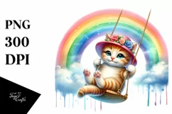 Colorful Baby Cat Swinging from Rainbow | Sublimation Product Image 3