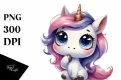 Funny Unicorn Watercolor PNG Product Image 1