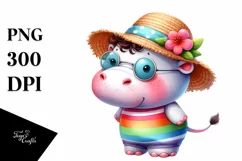 Cute Baby Hippo Summer Clipart Product Image 1