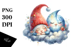 Cute Baby Gnome Sleeping, Transparent PNG Product Image 1