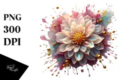 Elegant Dahlia Flower Watercolor PNG Product Image 1