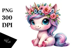 Cute Sitting Baby Unicorn PNG Product Image 1
