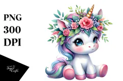 Cute Sitting Baby Unicorn PNG Product Image 1