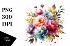 Abstract Colorfull Bouquet Gold Foil | Sublimation | Clipart Product Image 3