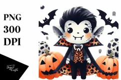 Cute Vampire with Animal Print Halloween PNG Product Image 3