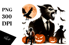 Simplistic Wolf Halloween PNG Product Image 1