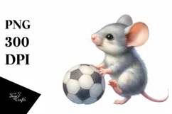 Watercolor Baby Mouse Playing Handball | Clipart Product Image 1